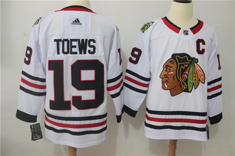Men Chicago Blackhawks #19 Toews white Adidas Hockey Stitched NHL Jerseys